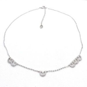 Elegant Silver-Tone Necklace with Crystal Accents. NWOT